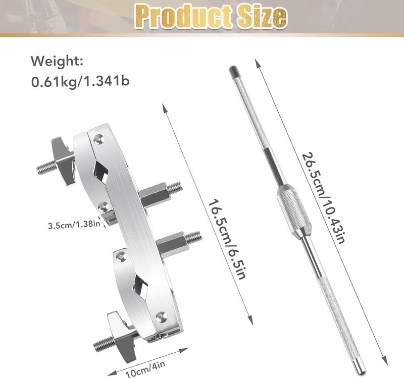 Seteol Drum Clamp Mount with Extension Bar, Heavy Duty Quick Release Multi-clamp for Cowbell, Jam Blocks, Tambourines, Mini Timbales, Tom, Cymbal Stands, Professional Drum Hardware Clamp Bracket - Image 2
